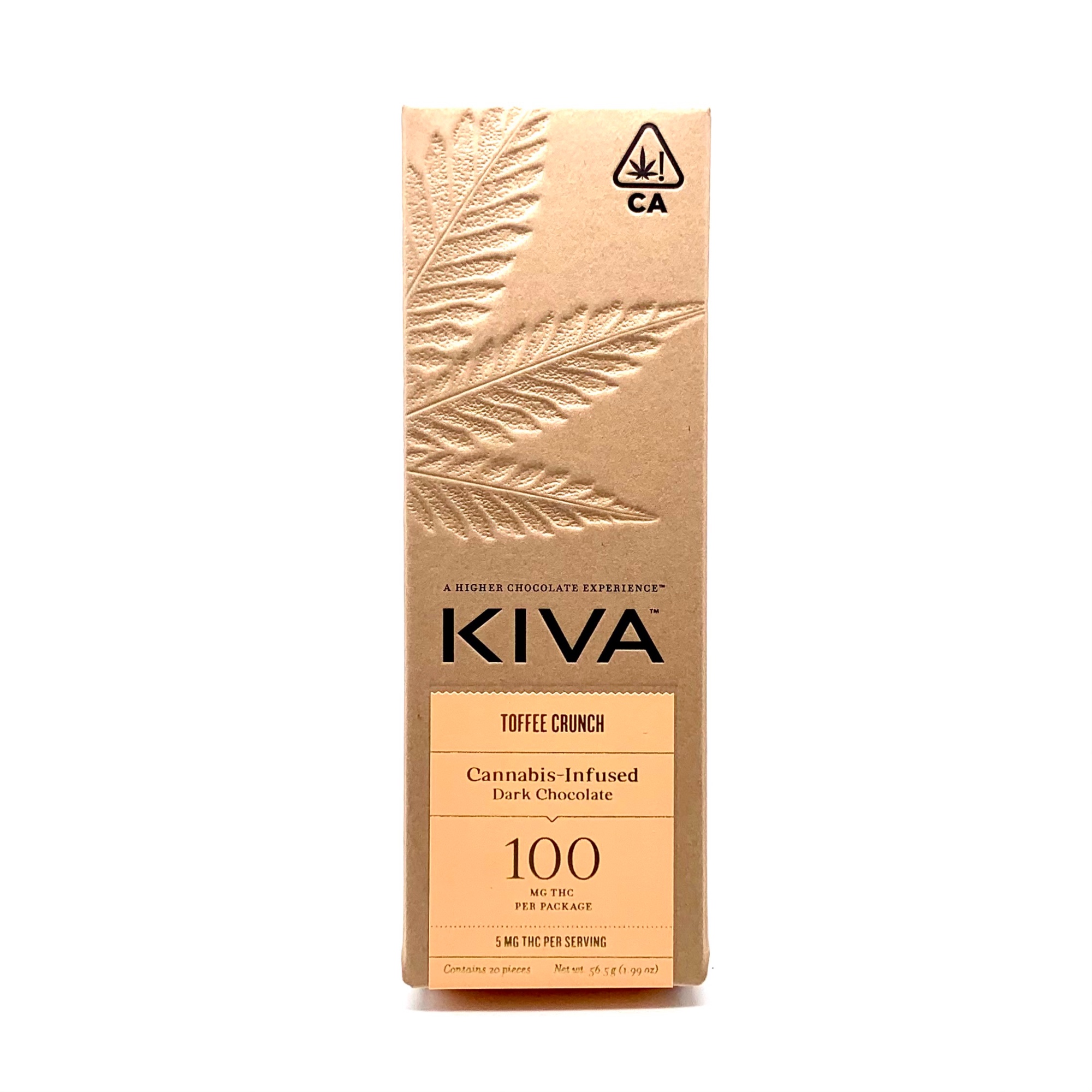 KIVA Toffee Crunch Chocolate 100mg The Kind Center