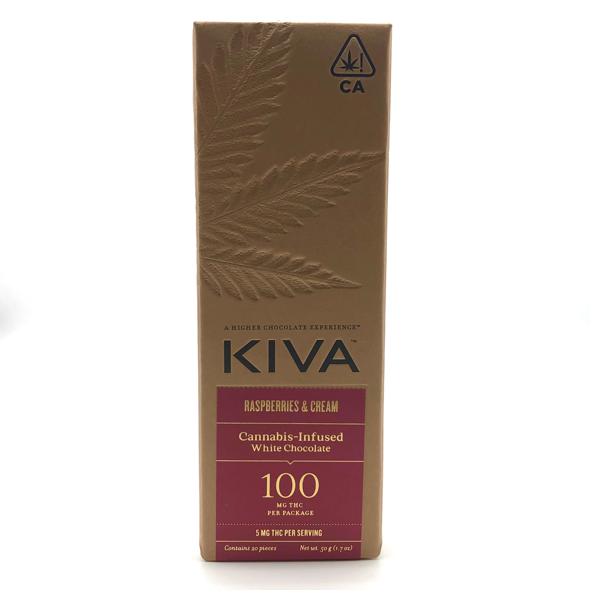 KIVA White Chocolate Raspberries and Creme 100mg The Kind Center