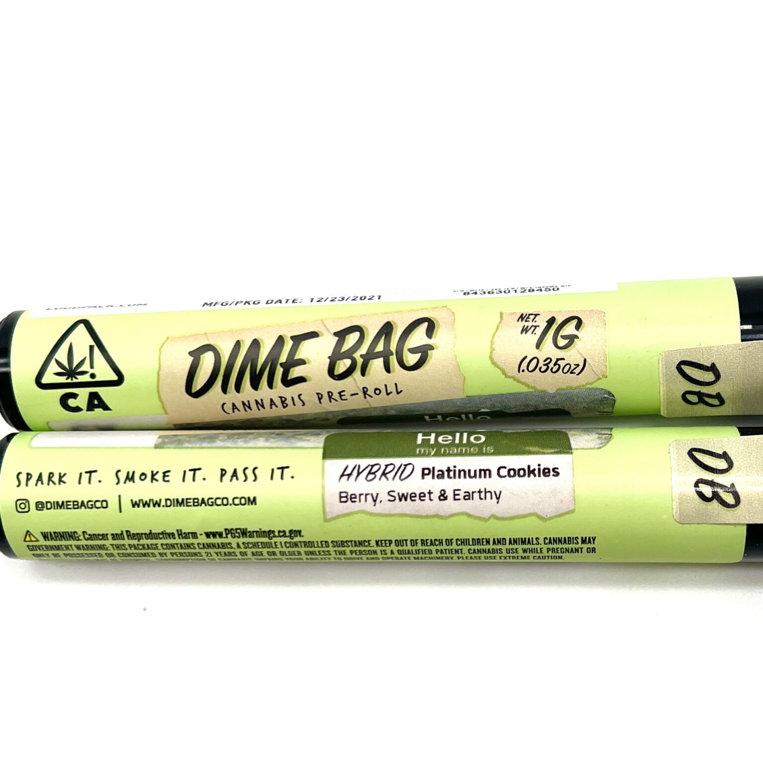 Dimebag Platinum Cookies 1g Preroll The Kind Center