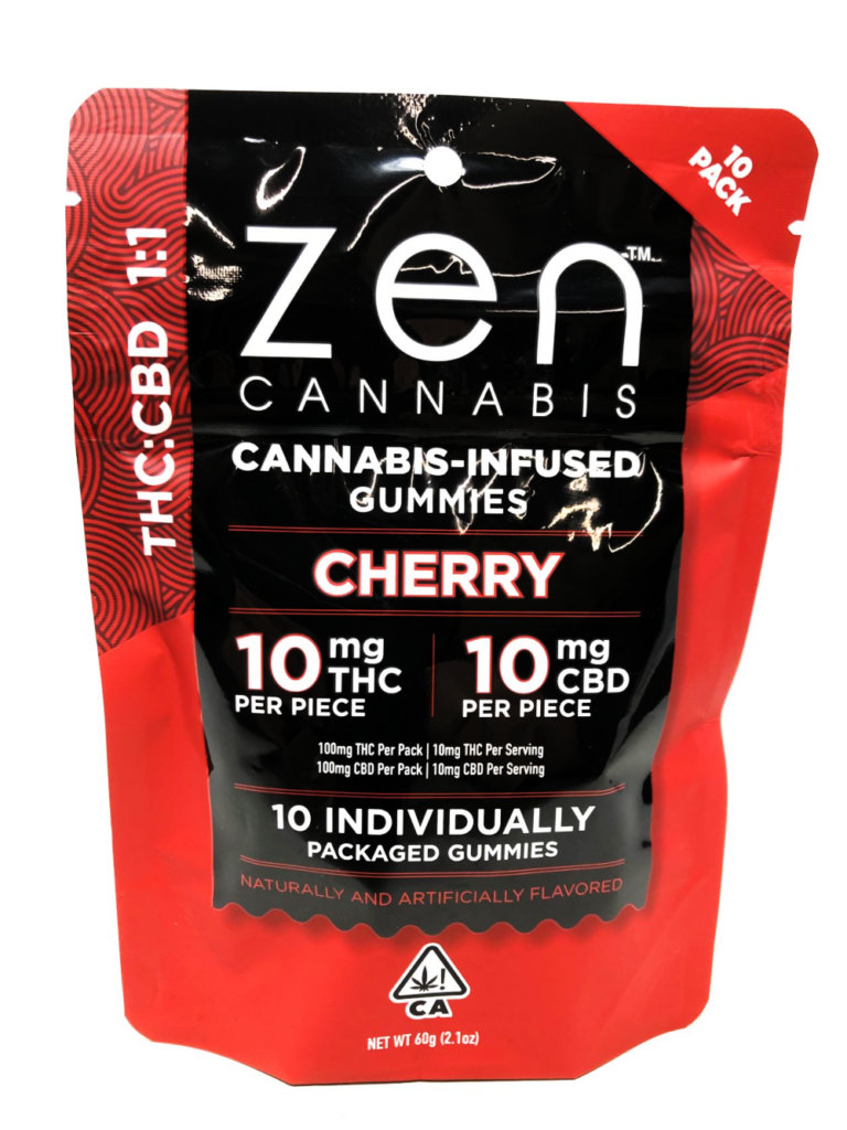 Zen Cannabis THC/CBD Cherry Gummies 11MG The Kind Center