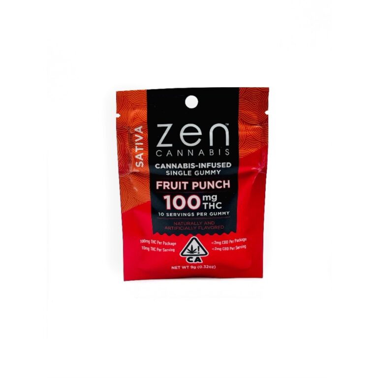 Zen Cannabis Sativa Fruit Punch Gummy 100MG The Kind Center