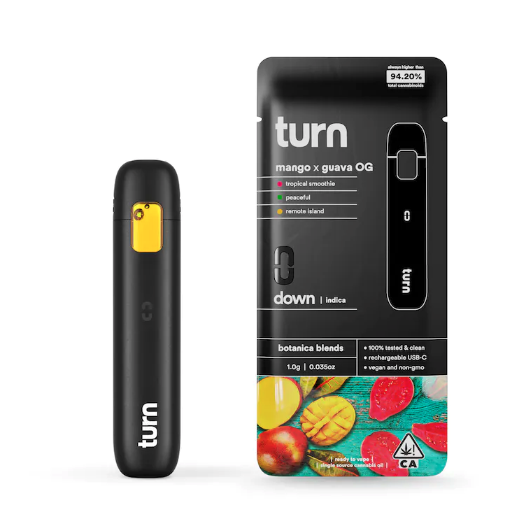 Turn Indica Mango x Guava OG Disposable Vape Pen 1G The Kind Center