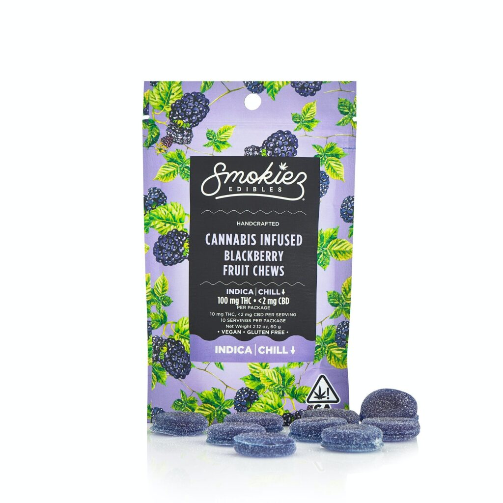 Smokiez Edibles Indica Blackberry Fruit Chews 100MG The Kind Center