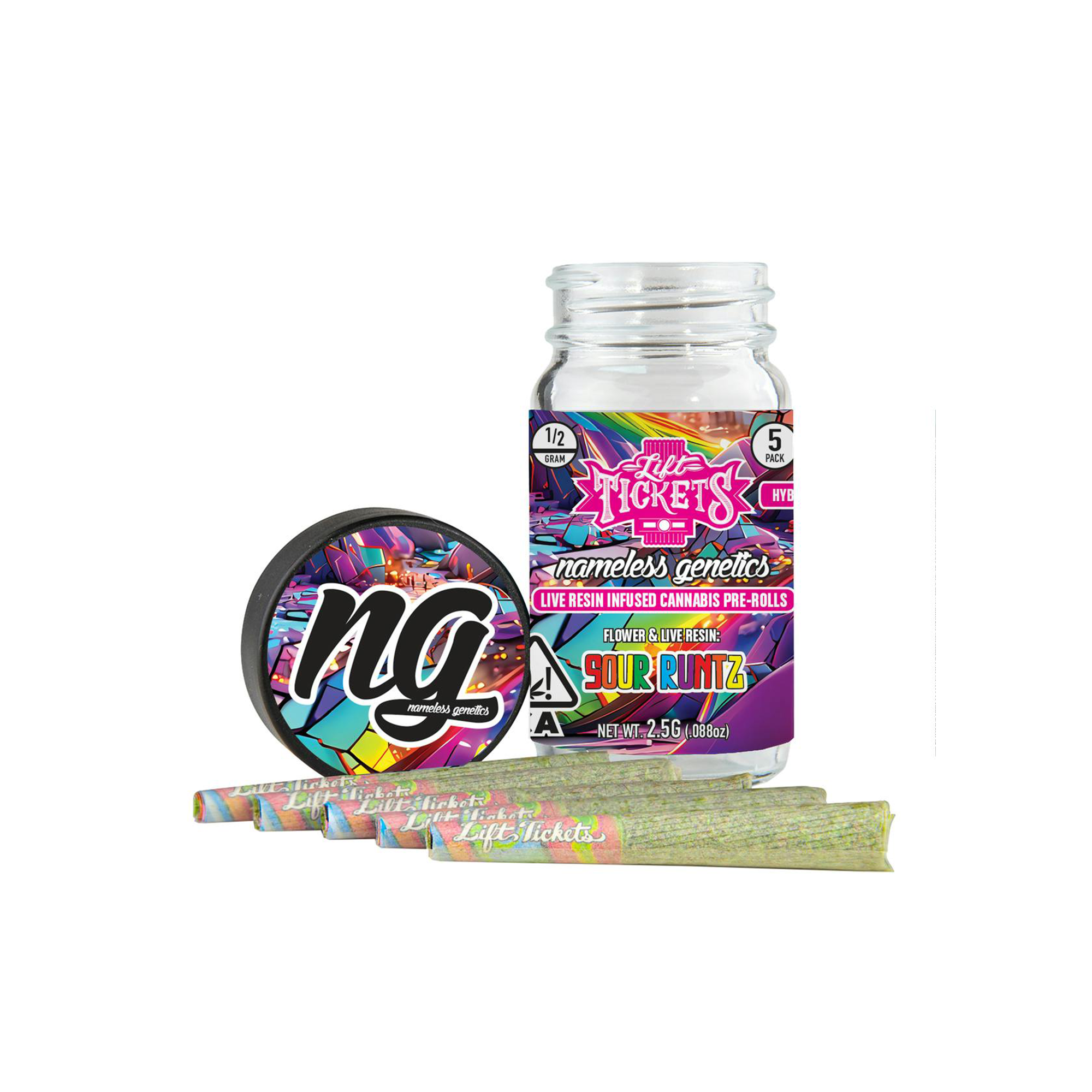 Lift Tickets - Sour Runtz Infused Pre-Roll 5-Pack - The Kind Center
